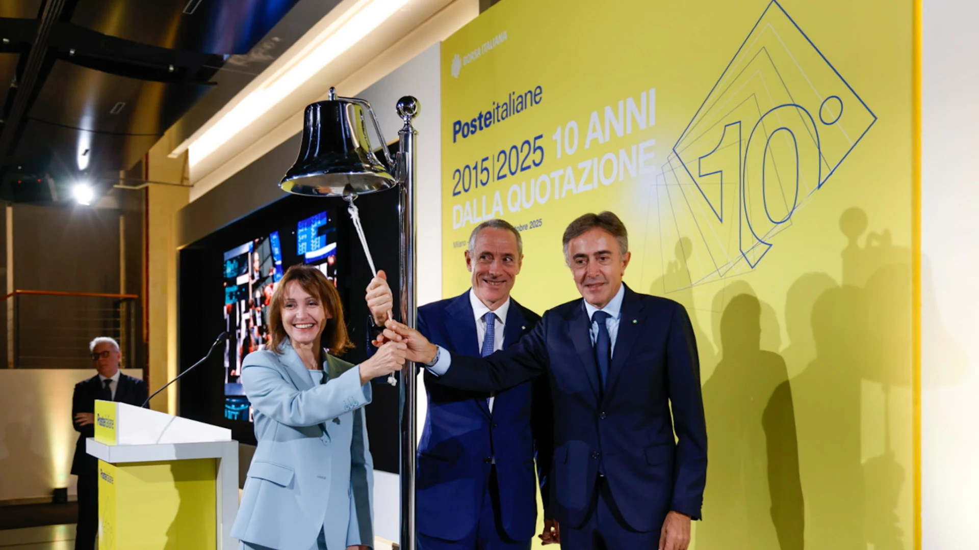 Poste Italiane celebra a Piazza Affari il decimo anniversario della quotazione in borsa